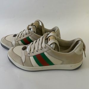 Gucci Screener Sneakers Authentic Size 36 Womens with Bags and Extra Shoe Laces